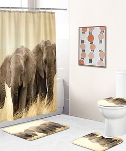 Simple Yet Charming Elephant Shower Curtain In Wild Animals Elephants Mother And Kids
