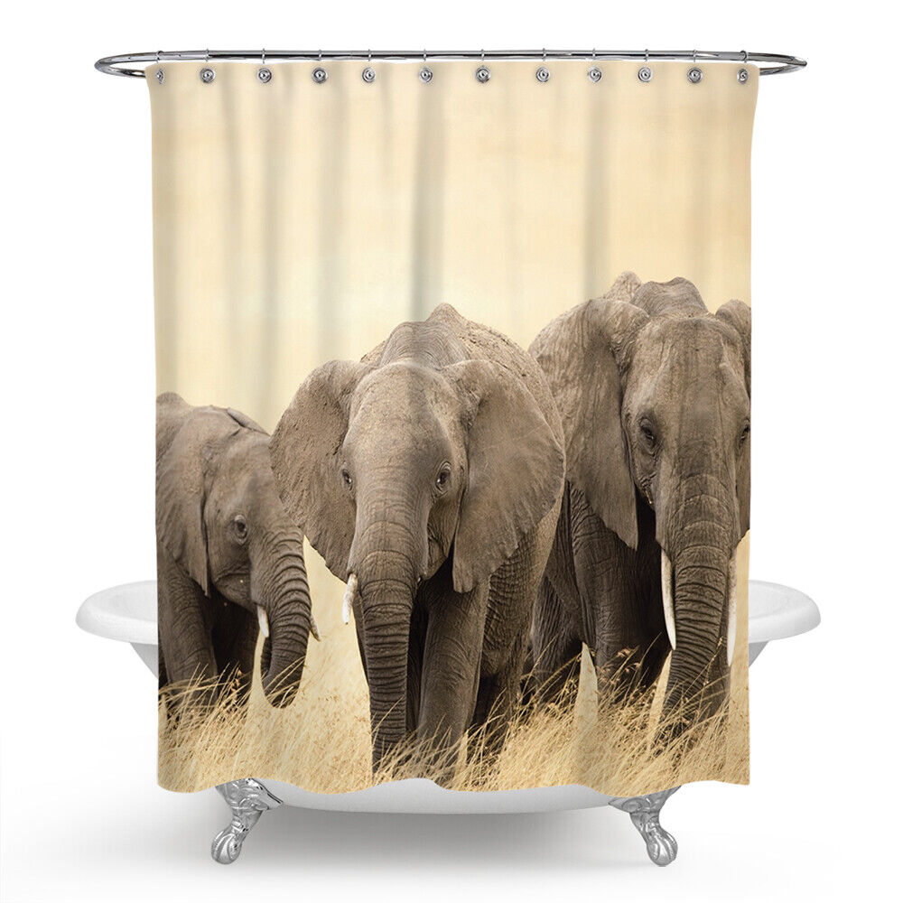 Simple Yet Charming Elephant Shower Curtain In Wild Animals Elephants Mother And Kids