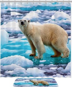 Simple and Chic Polar Bear Waterproof Shower Curtain