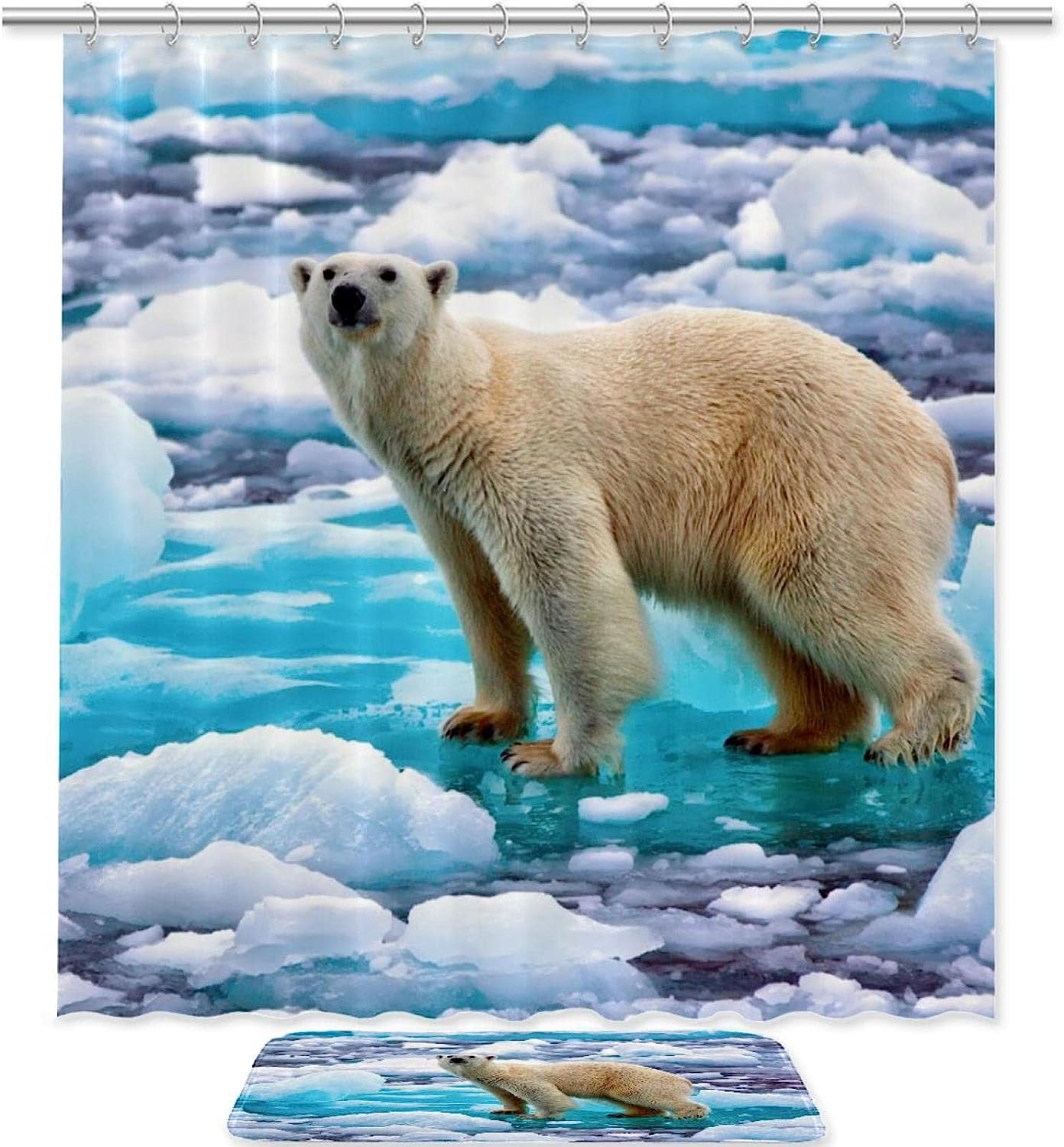 Simple and Chic Polar Bear Waterproof Shower Curtain