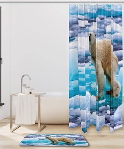 Simple and Chic Polar Bear Waterproof Shower Curtain