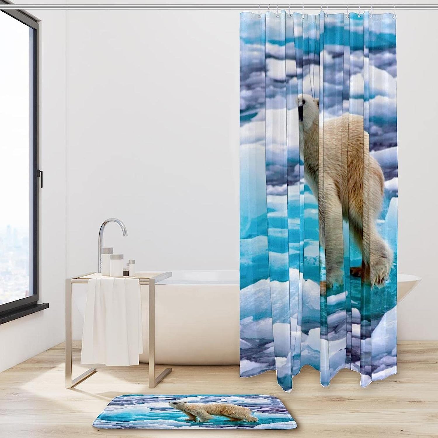 Simple and Chic Polar Bear Waterproof Shower Curtain