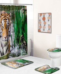 Simple and Chic Tiger Shower Curtain for Minimalist Bathrooms