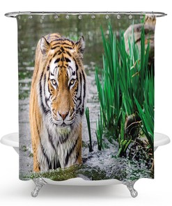 Simple and Chic Tiger Shower Curtain for Minimalist Bathrooms
