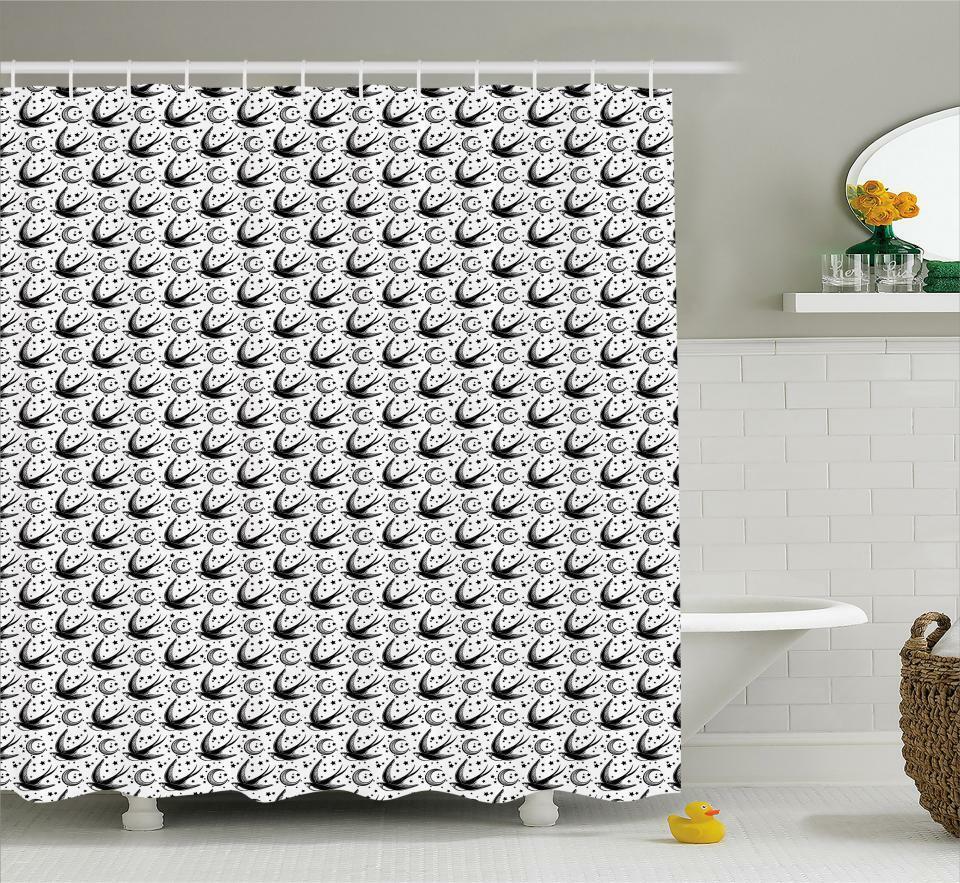 Simple and Elegant Night Moon Shower Curtain for a Calm Bathroom