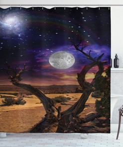 Simple yet stylish Moon Shower Curtain for Modern Bathroom Decor