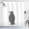 Simplistic Penguin Silhouette Shower Curtain, Illustration With Polar Animal In Showering Scene