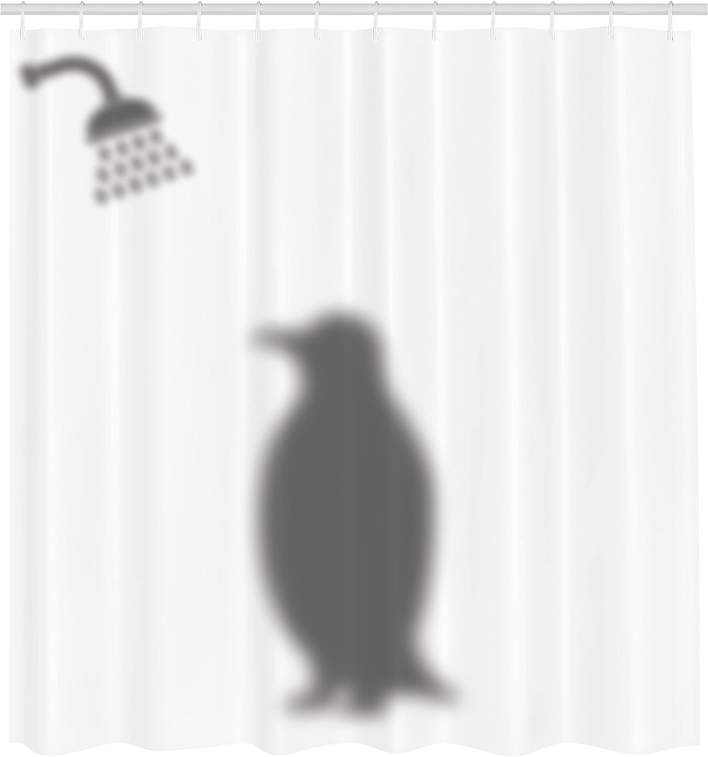 Simplistic Penguin Silhouette Shower Curtain, Illustration With Polar Animal In Showering Scene - Image 2