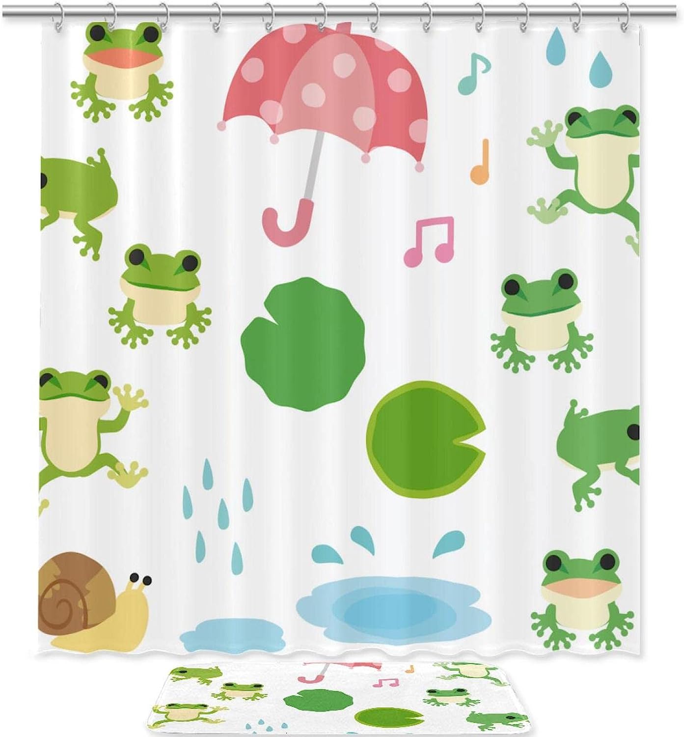 Singing Frog Shower Curtain - Waterproof Bathroom Curtain