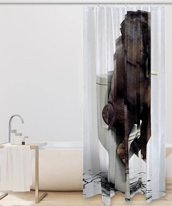 Sitting On The Toilet Funny Elephant Shower Curtain - Humorous Bathroom Decor