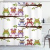 Sitting Owls on Tree Branches Friendship Themed Art Shower Curtain - Inspirational Bathroom Decor