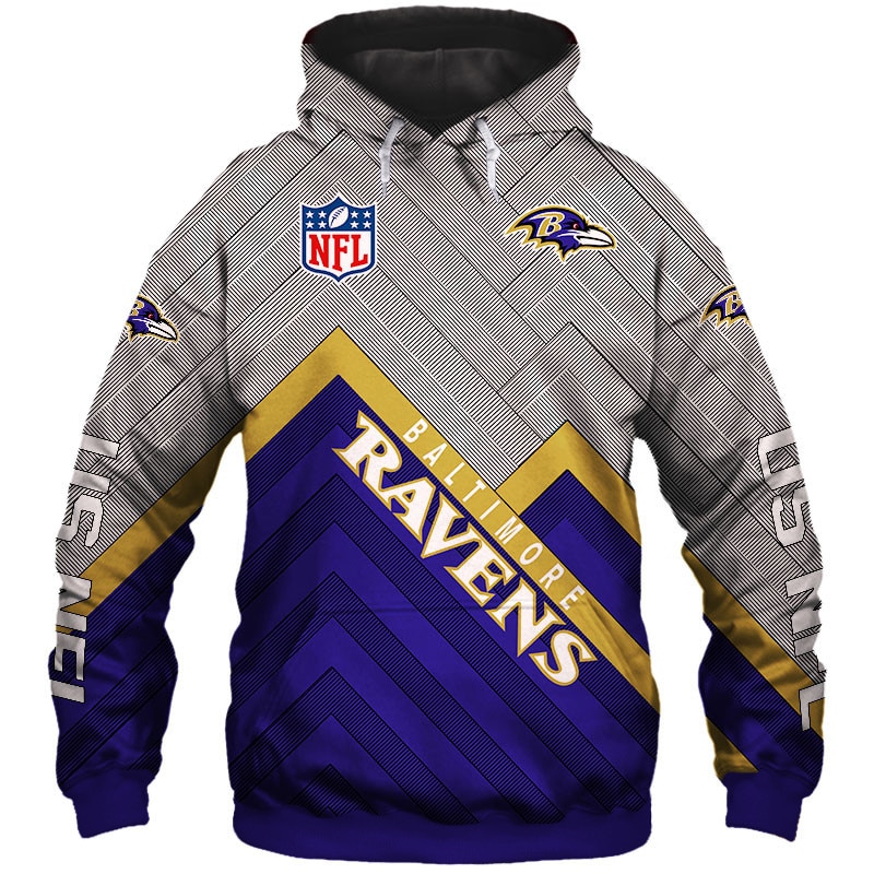 Size S-5Xl Baltimore Ravens Hoodie 3D Zip Hoodie Pullover For Fans