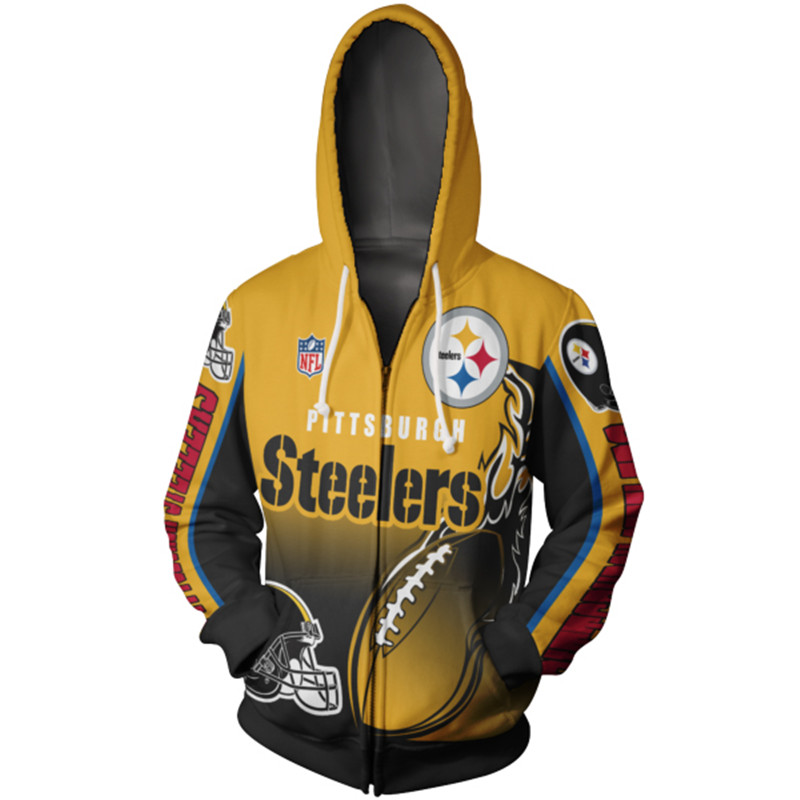 Sizzle Up Your Look With Pittsburgh Steelers Cute Flame Balls Graphic Zip Hoodie