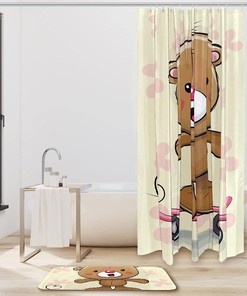 Skateboard Bear Waterproof Shower Curtain, Bathroom Decor