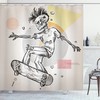 Skateboarding Skeleton Boy Print Shower Curtain for a Spooky Vibe in Your Bathroom