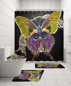 Skeleton Butterfly Printed Shower Curtain In Colorful Design