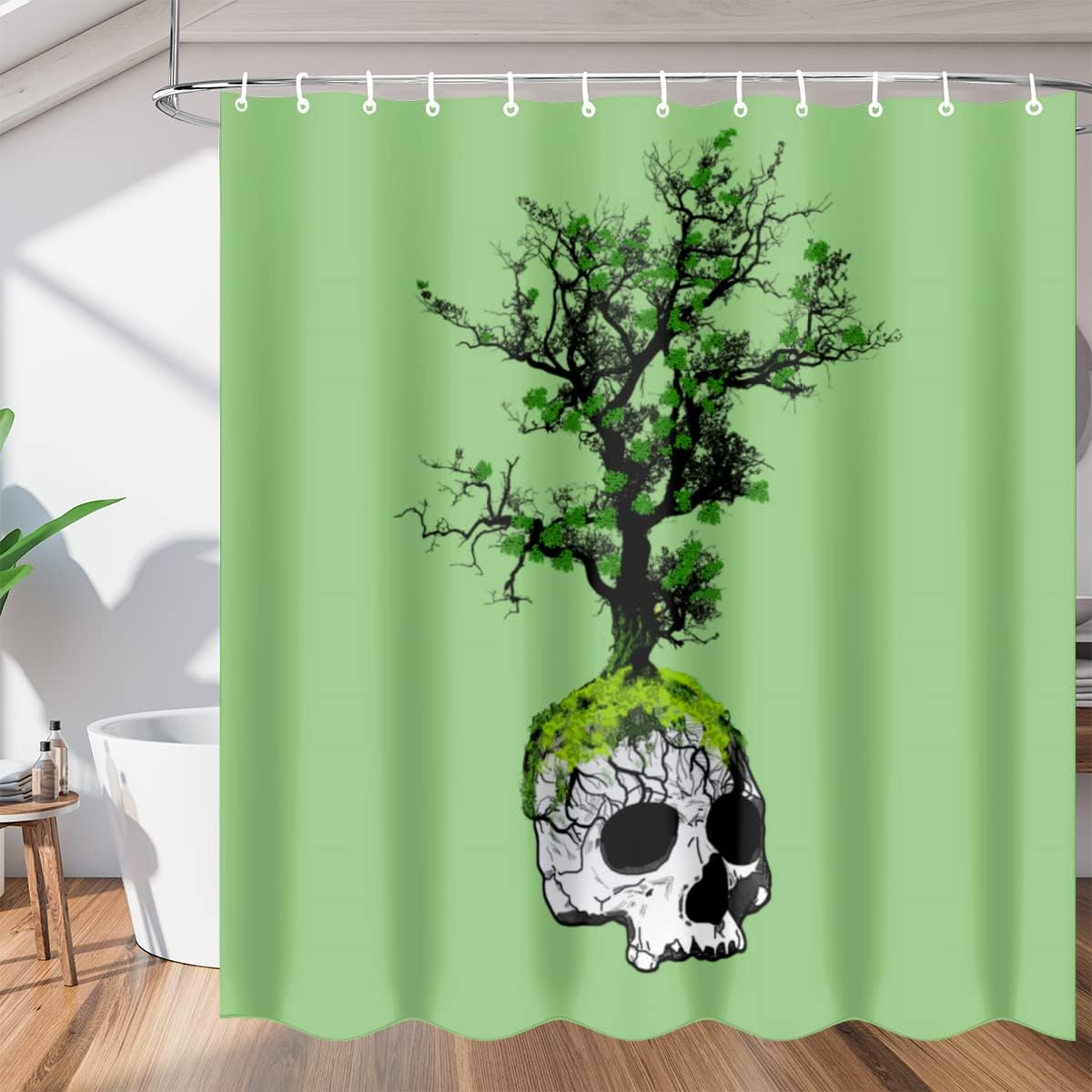 Skeleton Flower Garden Art Shower Curtain for Bathroom Fabric Home Decor