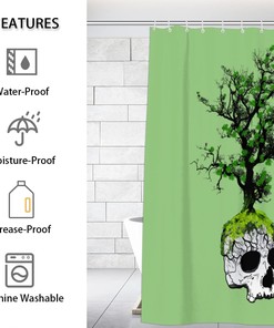 Skeleton Flower Garden Art Shower Curtain for Bathroom Fabric Home Decor