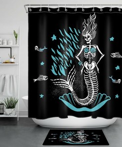 Skeleton Mermaid Underwater World Shower Curtain