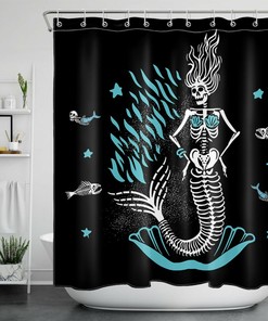 Skeleton Mermaid Underwater World Shower Curtain