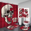 Skeleton Skull Heart Print Shower Curtain, Gothic Bathroom Decor, New Arrival