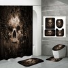 Skeleton Skull Print Shower CurtainGothic Wood Bathroom Decor for Women & Men