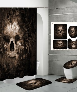 Skeleton Skull Print Shower CurtainGothic Wood Bathroom Decor for Women & Men