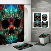 Skeleton Skull Rainbow Print Shower Curtain, Halloween Gothic Bathroom Decor