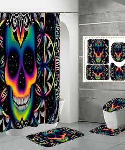 Skeleton Skull Starlight Shower Curtain, Gothic Bathroom Decor, New Arrival