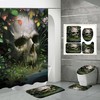 Skeleton Skull Vines Fabric Shower Curtain, Durable and Washable Halloween Gothic Bathroom Decor