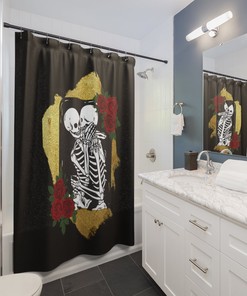 Skeleton Tarot Lovers Shower Curtain for Gothic Decor