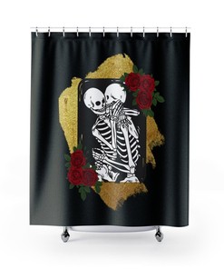 Skeleton Tarot Lovers Shower Curtain for Gothic Decor