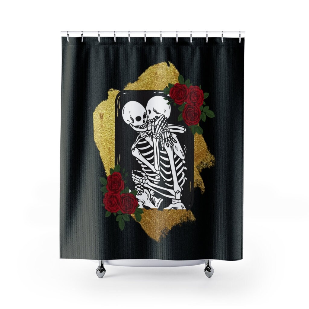 Skeleton Tarot Lovers Shower Curtain for Gothic Decor