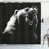 Sketch Art Carnivore Roar Shower Curtain With Bear Print, Perfect For Rustic Bathroom Decor