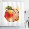 Sketch Art Print Peach Fruit Shower Curtain for Fresh Bathroom