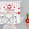 Sketch Bicycle Hanging Hearts Red Shower Curtain for Valentine's Day Decor