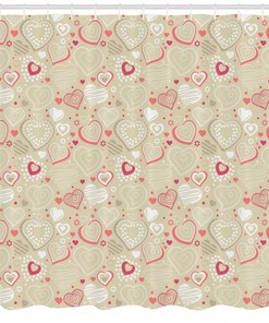 Sketch Heart Motifs Print Valentine's Day Shower Curtain for Bathroom Decor