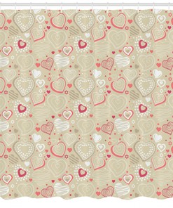 Sketch Heart Motifs Print Valentine's Day Shower Curtain for Bathroom Decor