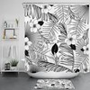 Sketch Tropical Palm Leaves Fabric Shower Curtain, Durable and Washable Natural Bathroom Decor