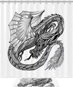 Sketch Tropical Palm Leaves Shower Curtain, Natural Bathroom Decor
