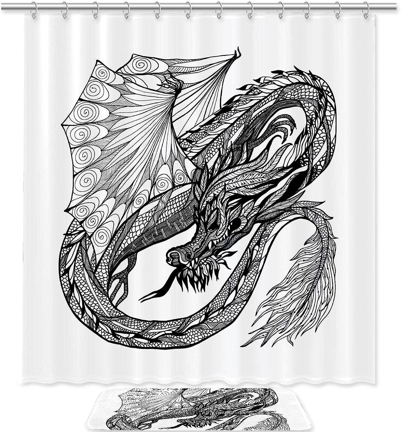 Sketch Tropical Palm Leaves Shower Curtain, Natural Bathroom Decor