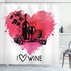 Sketch Watercolor Heart Wine Shower Curtain Print for a Charismatic and Lovely Bathroom Decor
