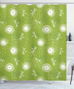 Sketchy Dandelion Dragonfly Shower Curtain For Artistic Bath Decorr