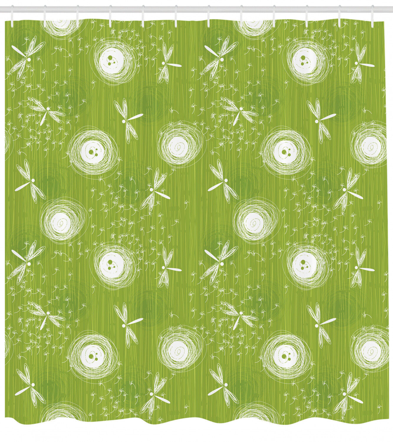 Sketchy Dandelion Dragonfly Shower Curtain For Artistic Bath Decorr - Image 2