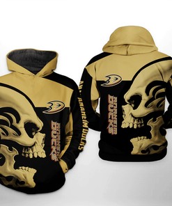 Skull 3D All Over Print Zip Up Hoodie - Anaheim Ducks Nhl Edition