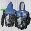 Skull 3D Hoodie Custom Name 3D All Over Print Zip Up Hoodie - Canterbury Bankstown Bulldogs Nrl 