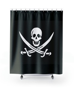Skull Anchor Shower Curtain, Gothic Bathroom Decor