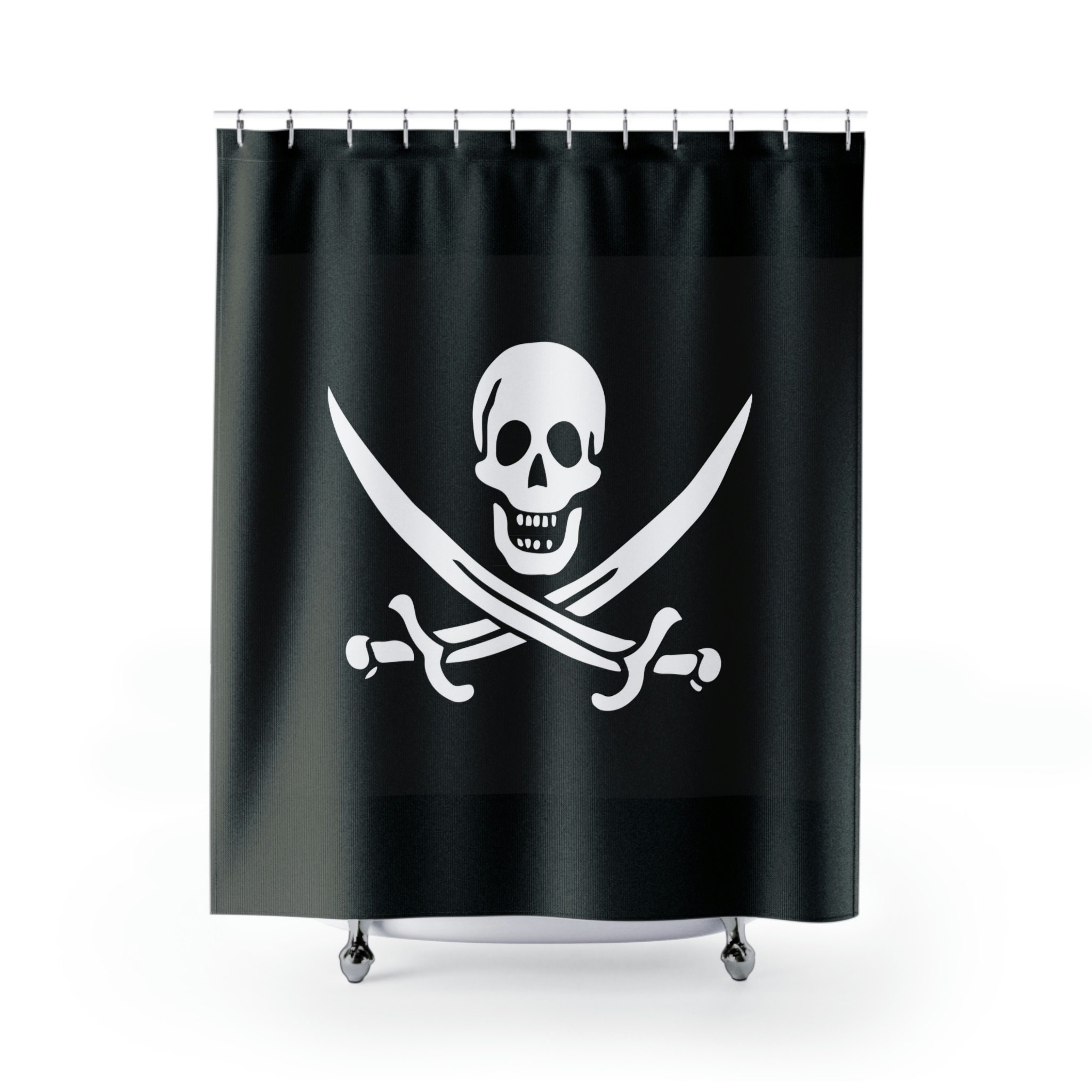 Skull Anchor Shower Curtain, Gothic Bathroom Decor