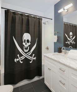 Skull Anchor Shower Curtain, Gothic Bathroom Decor