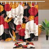 Skull And Rose Flowers Shower Curtain With Vintage Bathroom Decor Print